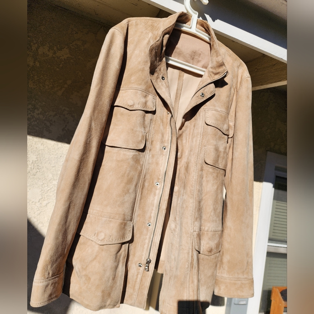 Elie Tahari Tan Suede Moto Jacket - sz L